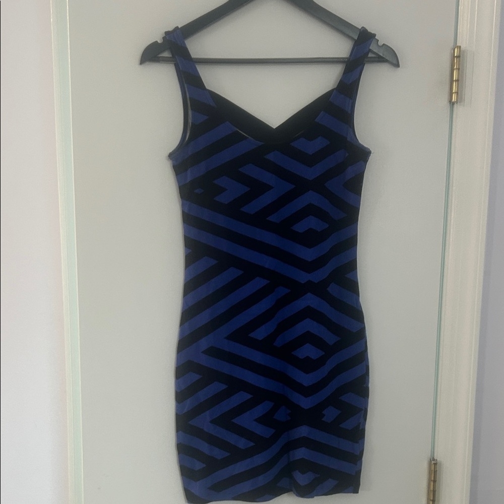 Material Girl Black and Blue Patterned Mini Dress